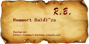 Remmert Balázs névjegykártya